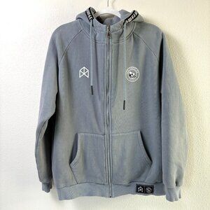 Rawgear Zip Up Fleece Hoodie Jacket Mens L Gray Ape Logo Long Sleeve